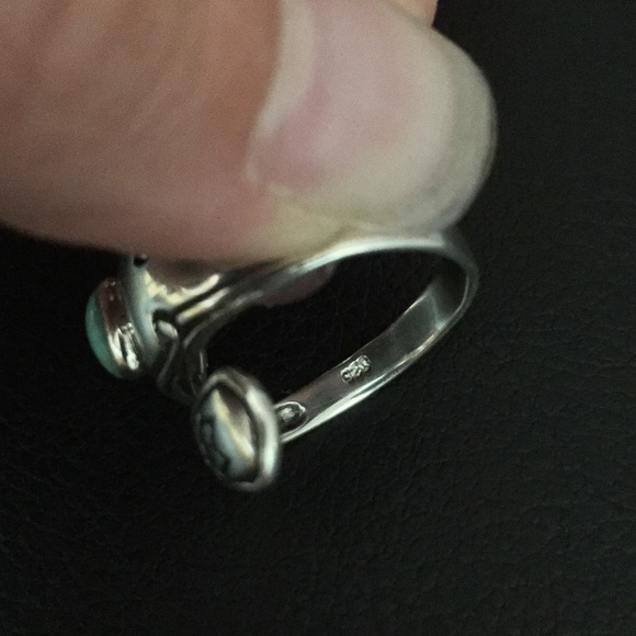 Turquoise Spoon Thumb/Finger Ring 925 Ster… - Picture 2 of 4